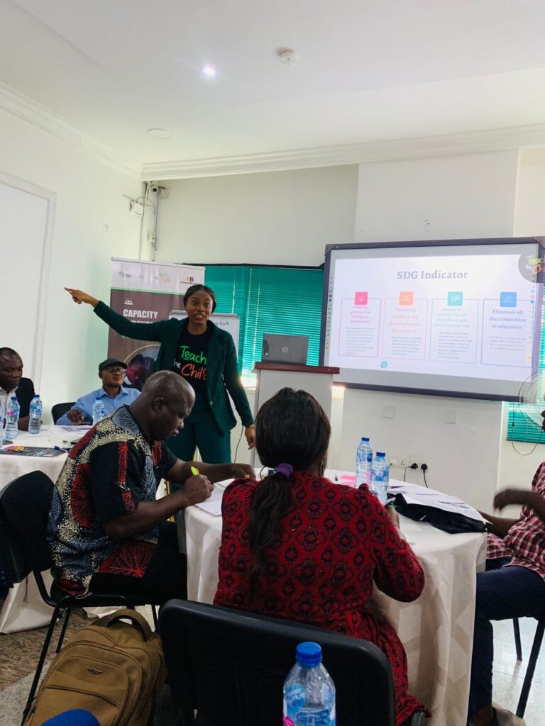 Teach the Child CEO, Pearl Utuk, taking participants through SDG 4: formal and nonformal methods