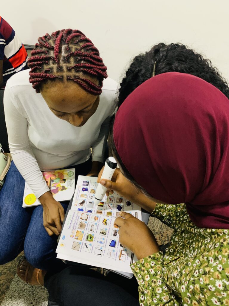 Educators use the Mavis Talking Books and Pens at the Capacity Strengthening For Changemakers, a program by Teach the Child
